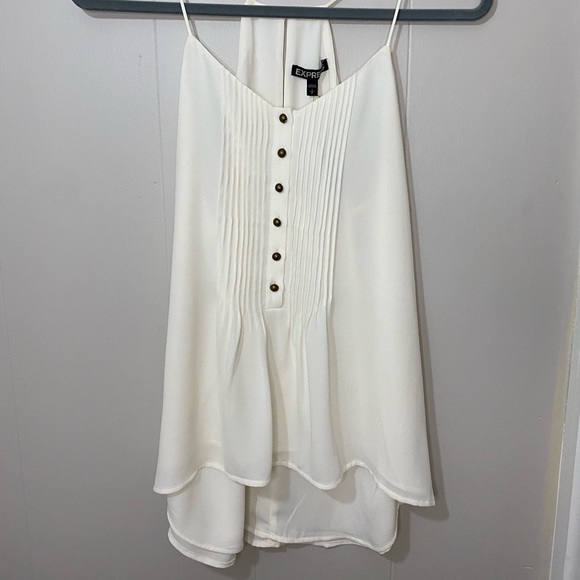 EXPRESS white camisole front pleats and brass buttons - Picture 5 of 6